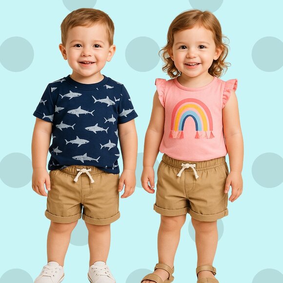 DKNY Toddler Boys & Girls Tan Khaki Pull-On Shorts w/ Drawstring Waist (Size 3T) - Picture 1 of 6